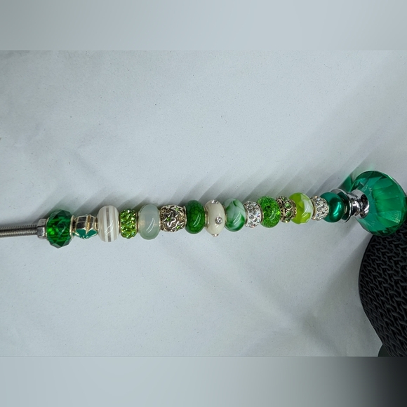 Green & White Beaded Fairy Wand/Plant/Garden Stake - Picture 3 of 4